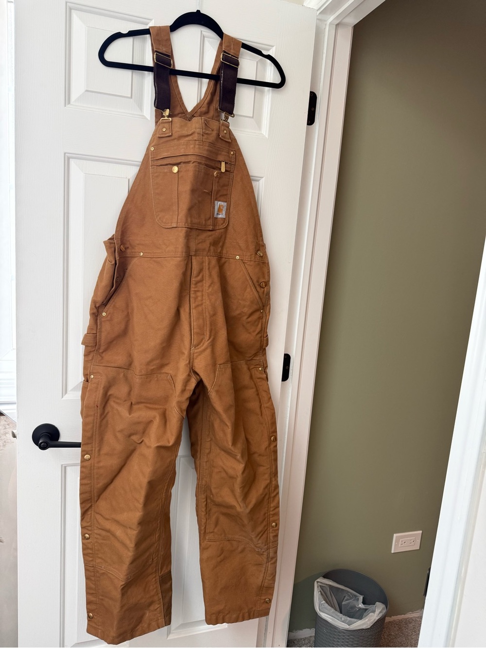 Carhartt Tan/Brown Canvas Work Jacket with Red Lining